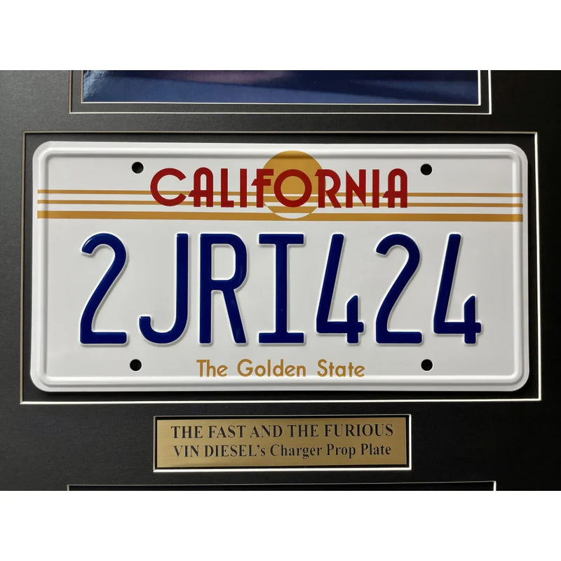"Fast & the Furious" Vin Diesel's Dodge Charger Movie Car License Plate Framed Memorabilia