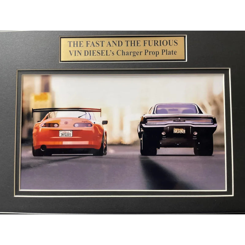 "Fast & the Furious" Vin Diesel's Dodge Charger Movie Car License Plate Framed Memorabilia