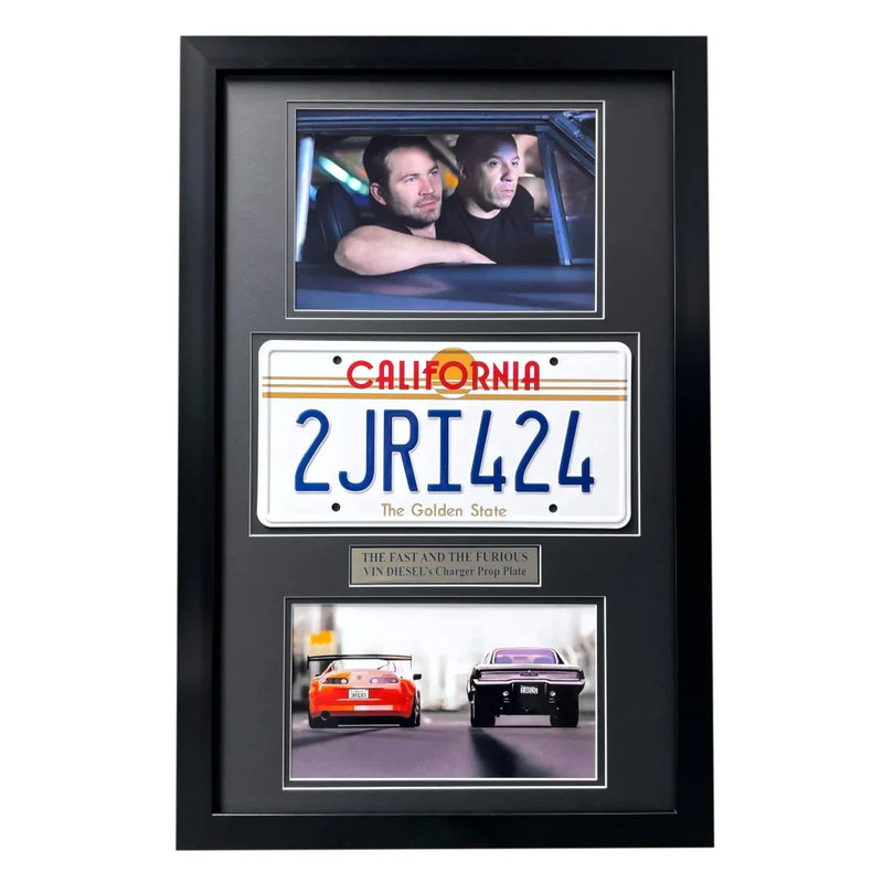 "Fast & the Furious" Vin Diesel's Dodge Charger Movie Car License Plate Framed Memorabilia