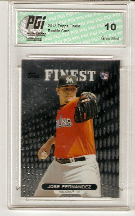 Jose Fernandez 2013 Topps Finest #59 Marlins ROY Rookie Card PGI 10