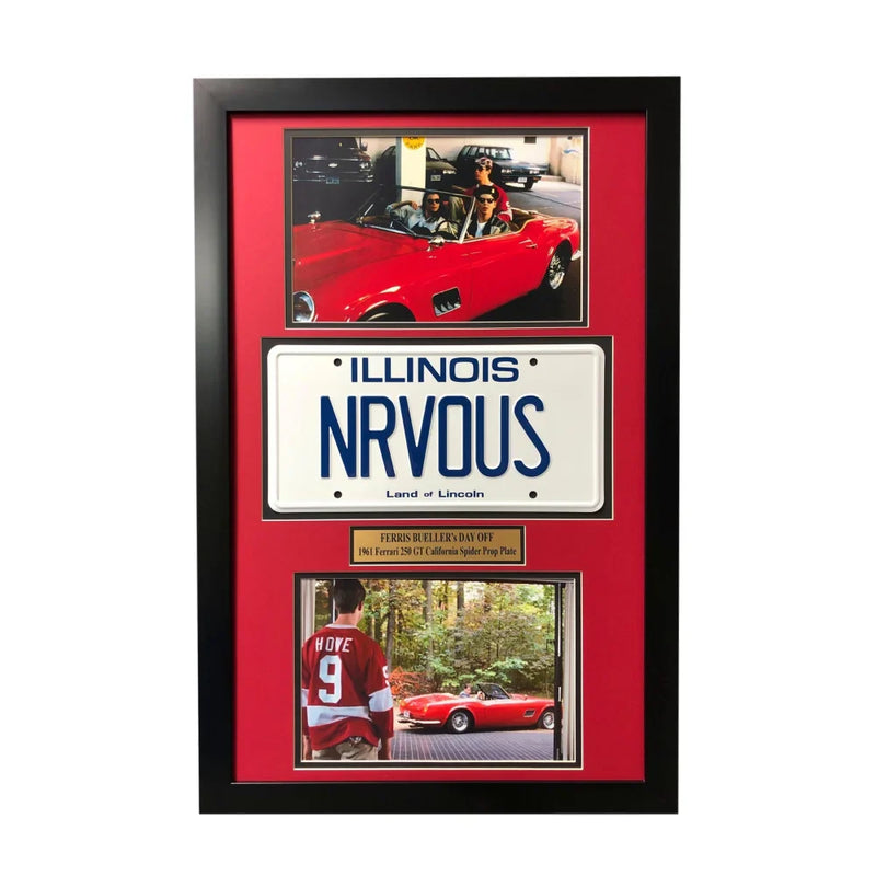 "Ferris Bueller's Day off" Matthew Broderick Movie Car License Plate Framed Collage