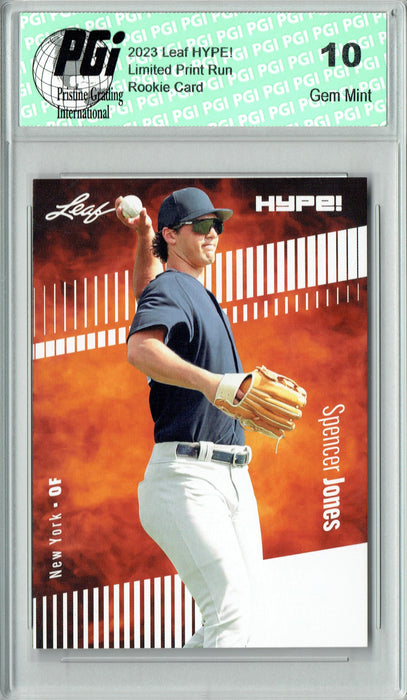 Spencer Jones 2023 Leaf HYPE! #136 Only 5000 Made! NY Yankees Rookie Card PGI 10