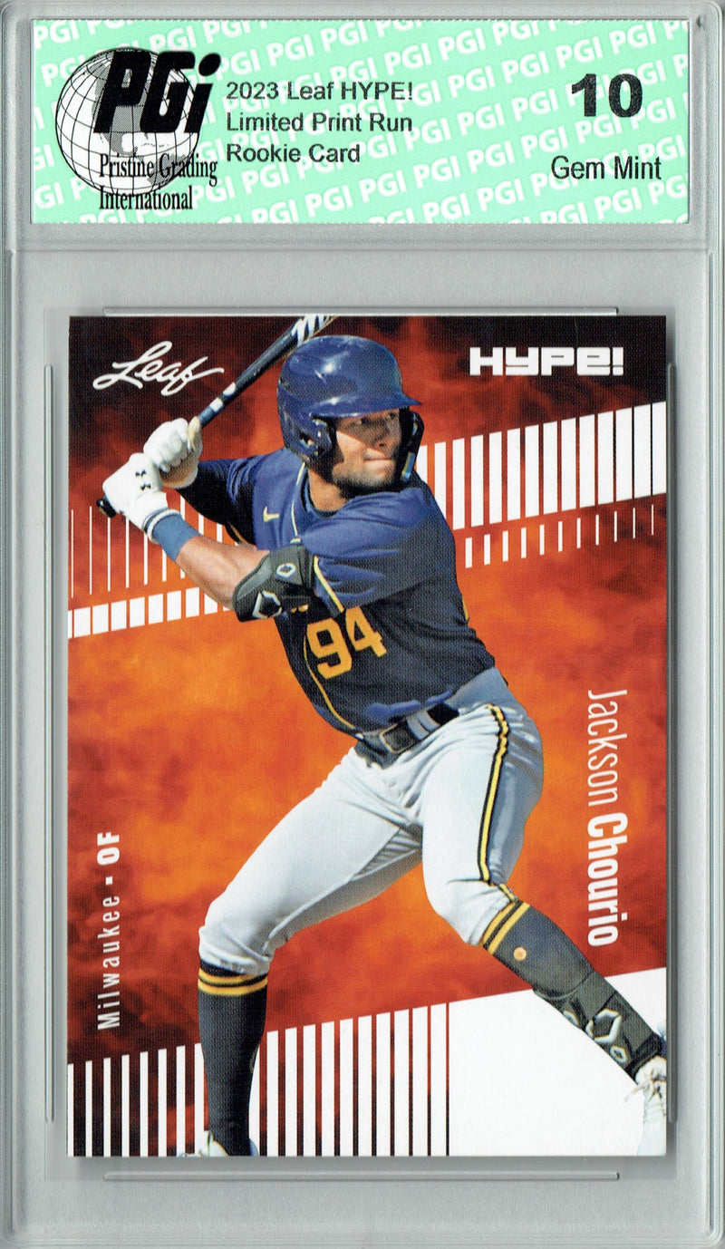 Jackson Chourio 2023 Leaf HYPE! #123 Only 5000 Made! Brewers Rookie Card PGI 10