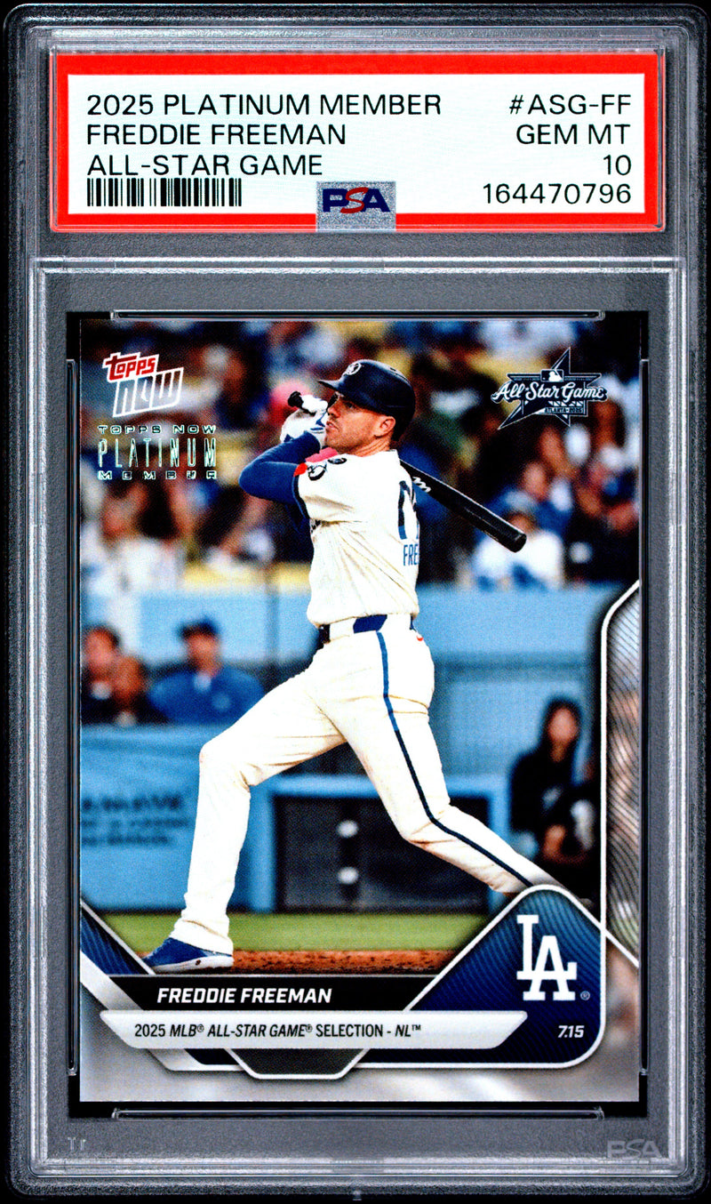 Freddie Freeman Trading Card 2025 Topps Now #ASG-FF Platinum Member, PSA 10, Los Angeles Dodgers Baseball