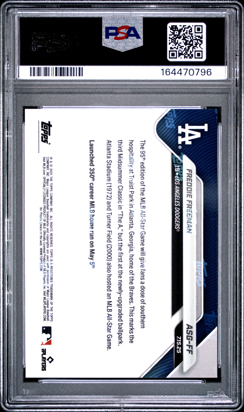 Freddie Freeman Trading Card 2025 Topps Now #ASG-FF Platinum Member, PSA 10, Los Angeles Dodgers Baseball
