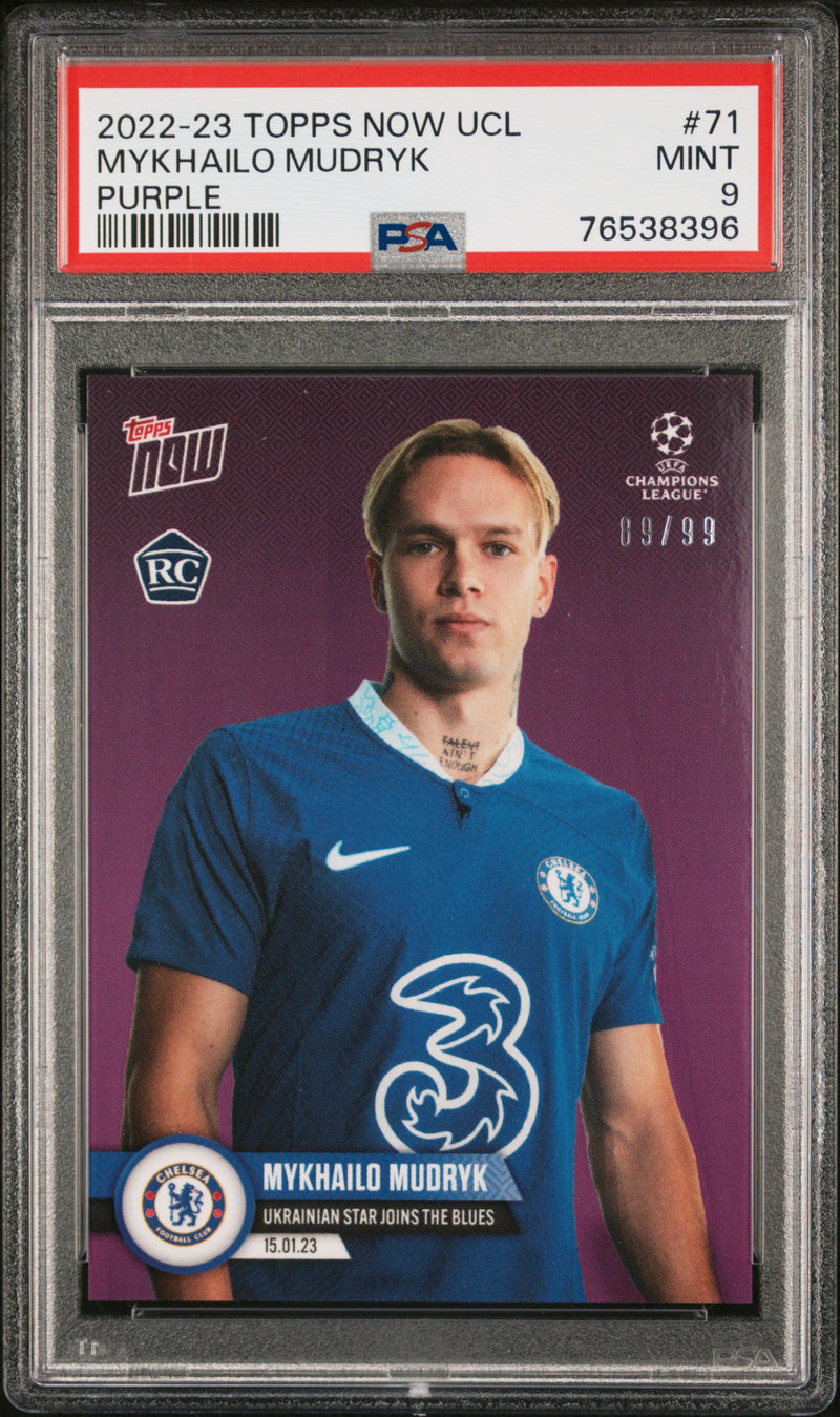 Mykhailo Mudryk PSA 9 2022 Topps Now UCL #71 Rookie Card Purple #89/99