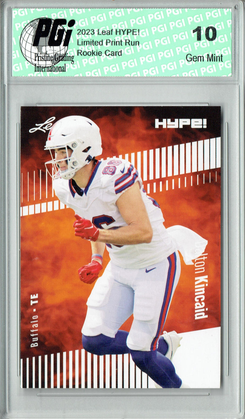 Dalton Kincaid Rookie Card Buffalo PGI 10 Gem Mint Football Trading Card 2023 Leaf HYPE! #111 Only 5000 Made!