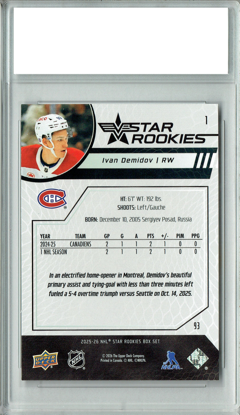 Ivan Demidov 2025 U.D. Star Rookies #1 Special Collection Rookie Card PGI 10