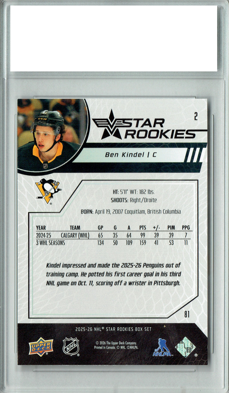 Ben Kindel 2025 U.D. Star Rookies #2 Special Collection Rookie Card PGI 10