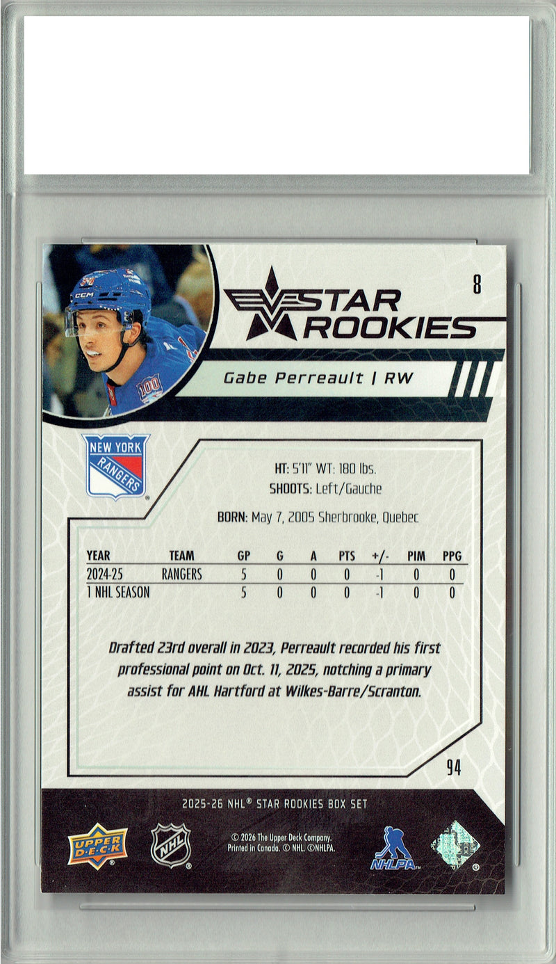 Gabe Perreault 2025 U.D. Star Rookies #8 Special Collection Rookie Card PGI 10
