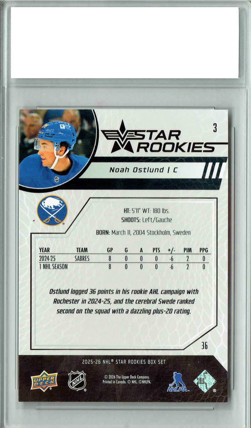 Noah Ostlund 2025 U.D. Star Rookies #3 Special Collection Rookie Card PGI 10