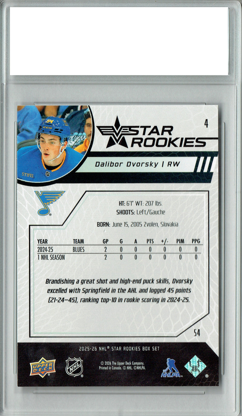 Dalibor Dvorsky 2025 U.D. Star Rookies #4 Special Collection Rookie Card PGI 10