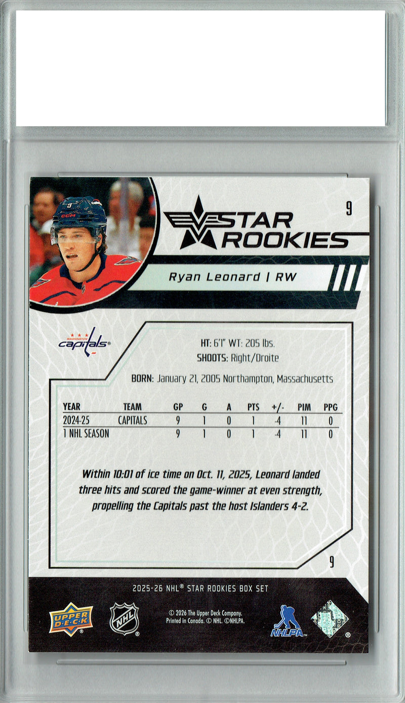 Ryan Leonard 2025 U.D. Star Rookies #9 Special Collection Rookie Card PGI 10