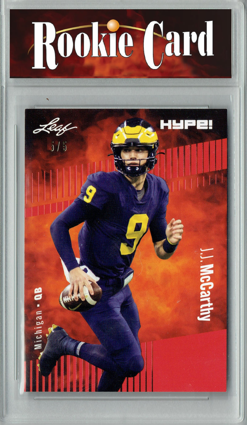 J.J. McCarthy Rookie Card Minnesota Football Trading Card 2023 Leaf HYPE! #122 Red SP Just 5 Made  Certified Mint+