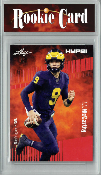 Certified Mint+ J.J. McCarthy 2023 Leaf HYPE! #122 Red SP, Just 5 Made Rookie Card Minnesota Vikings