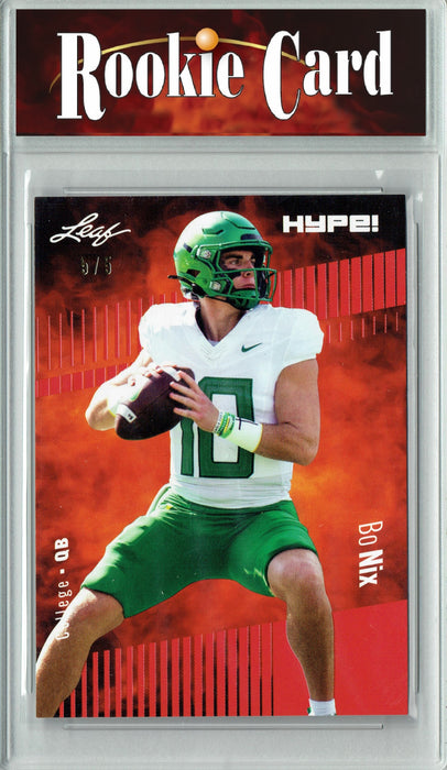 Certified Mint+ Bo Nix 2023 Leaf HYPE! #103 Red SP, Just 5 Made Rookie Card