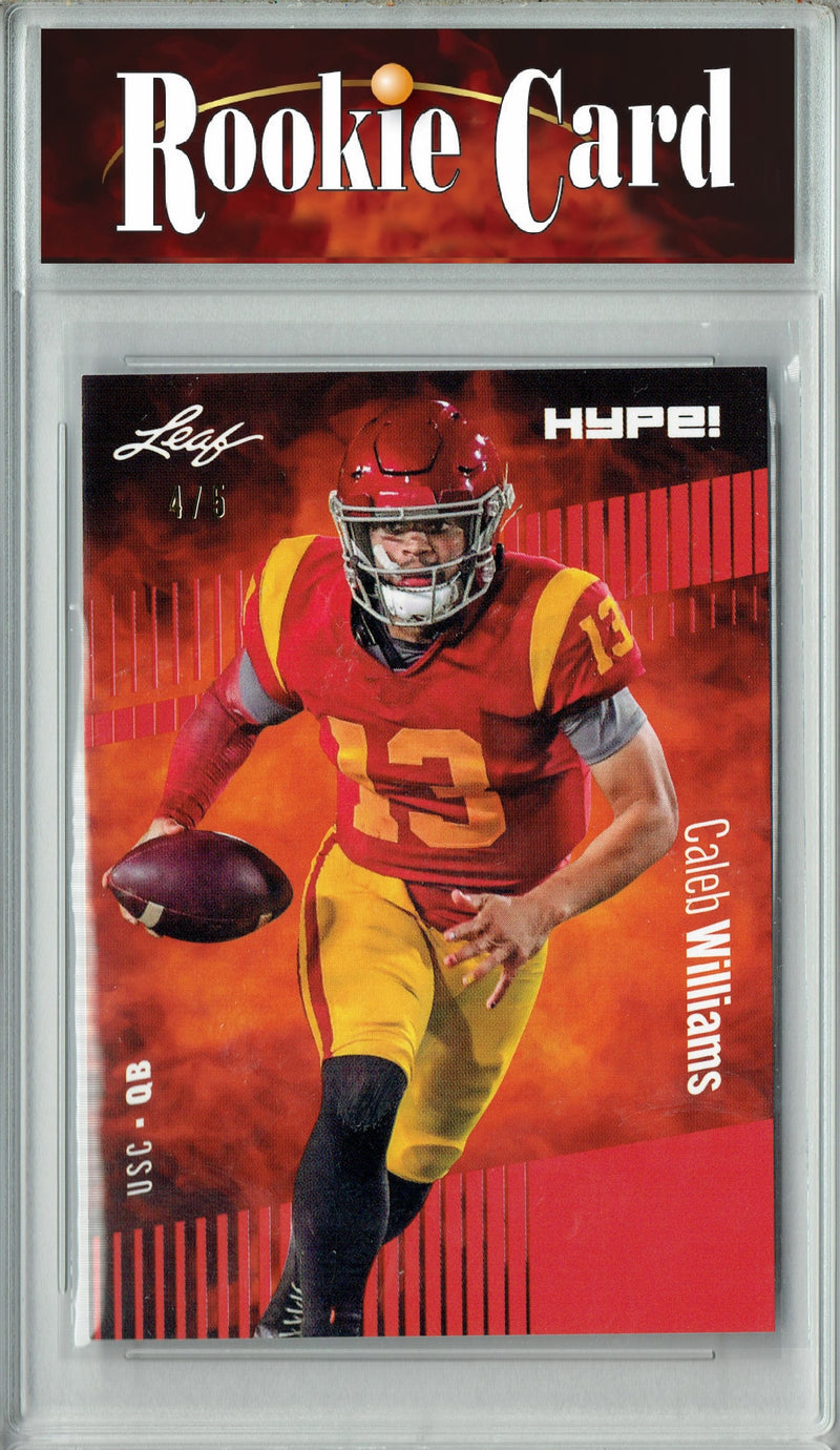 Caleb Williams Rookie Card Chicago Football Trading Card 2023 Leaf HYPE! #107 Red SP Just 5 Made  Certified Mint+