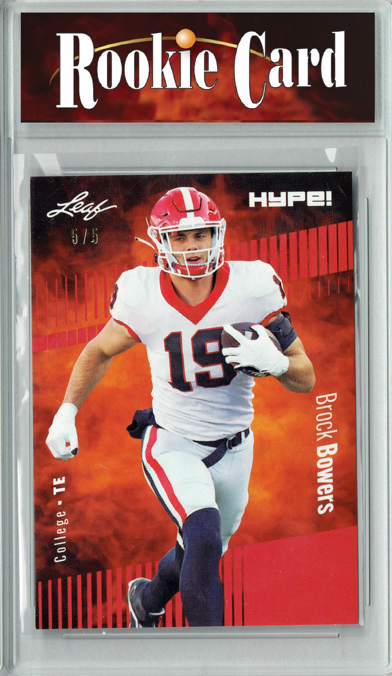 Brock Bowers Rookie Card Las Vegas Football Trading Card 2023 Leaf HYPE! #104 Red SP Just 5 Made  Certified Mint+