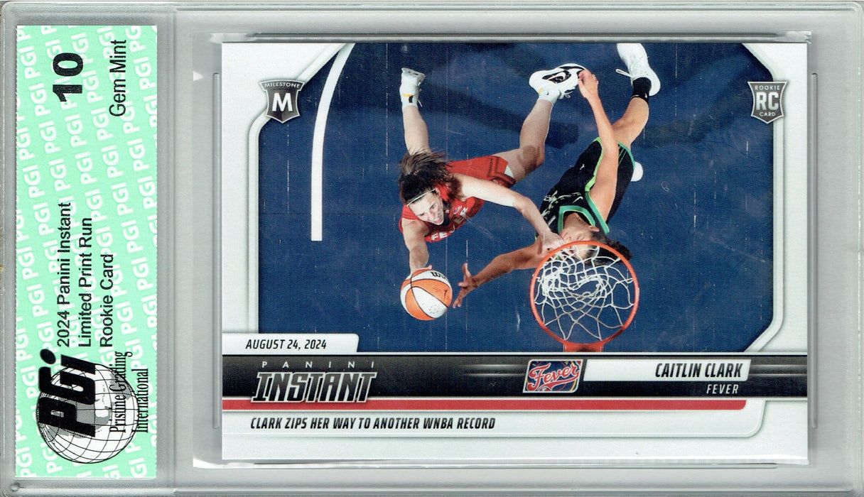 Caitlin Clark 2024 Panini Instant #180 Another WNBA Record Rookie Card PGI 10