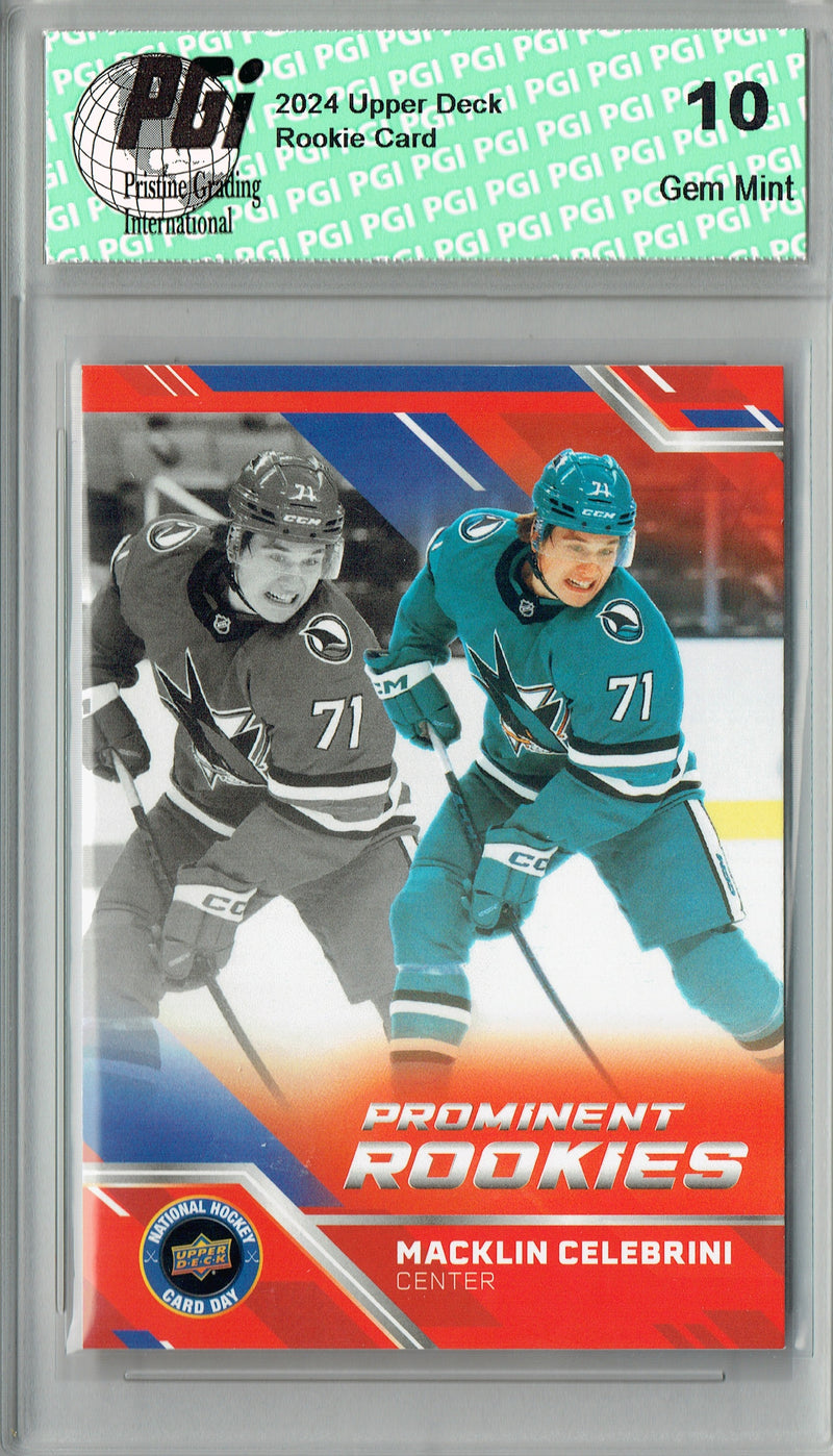 Macklin Celebrini 2024 Upper Deck #NHCD-1 Prominent Rookies Rookie Card PGI 10