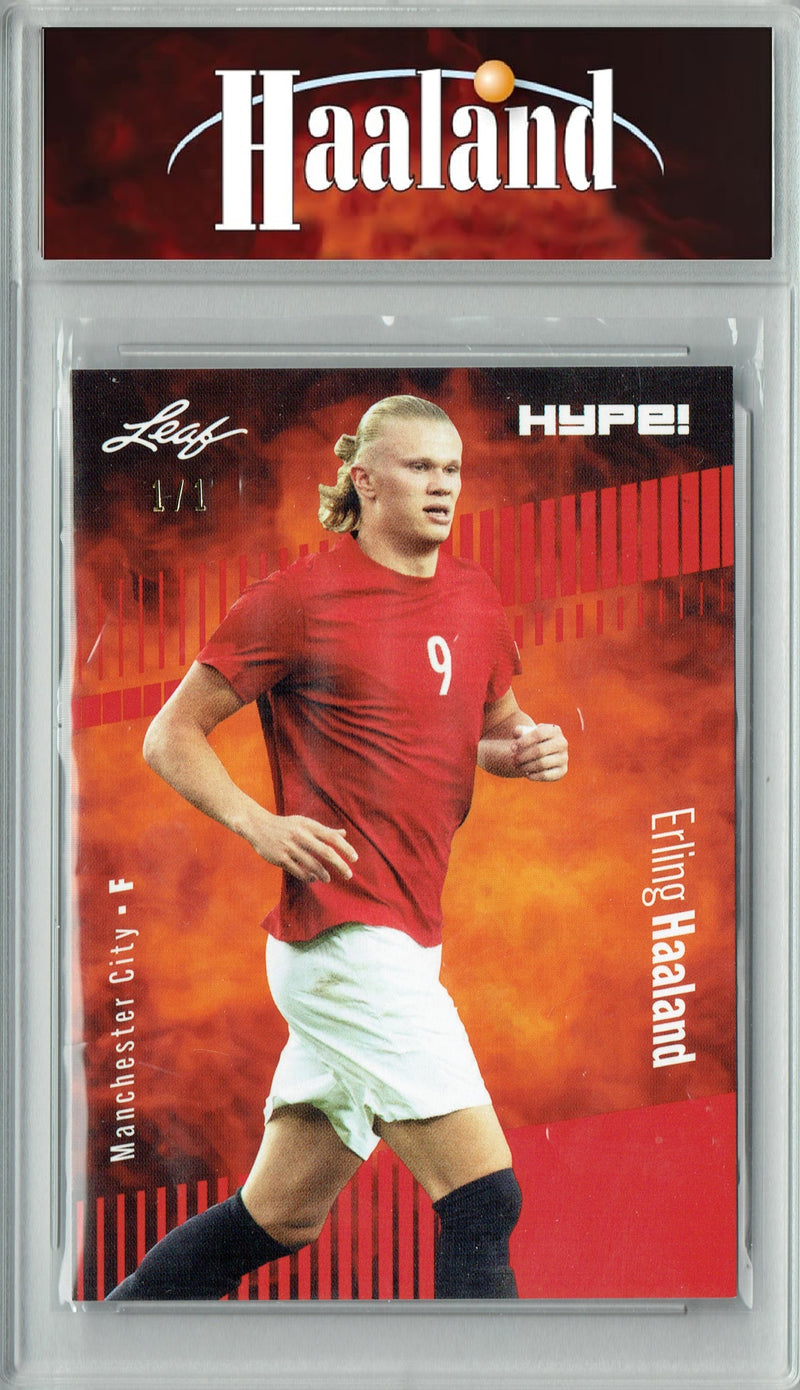 Certified Mint+ Erling Haaland 2023 Leaf HYPE! #118 Red Blank Back #1/1 Rare Trading Card
