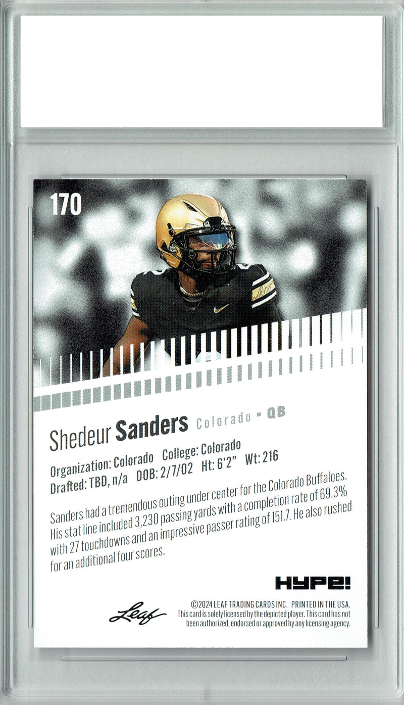 Shedeur Sanders Rookie Card Colorado Football Trading Card 2024 Leaf HYPE! #170 Only 5000 Made  Certified Mint+