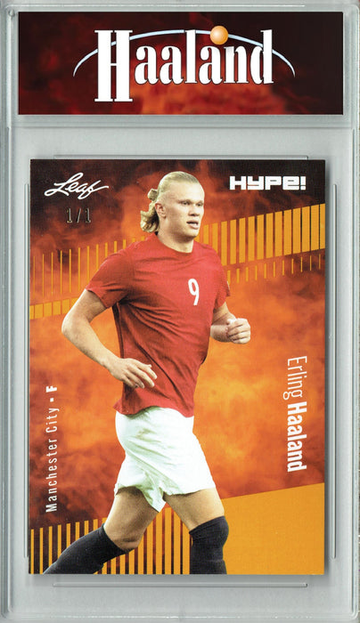 Certified Mint+ Erling Haaland 2023 Leaf HYPE! #118 Gold Blank Back #1/1 Rare Trading Card