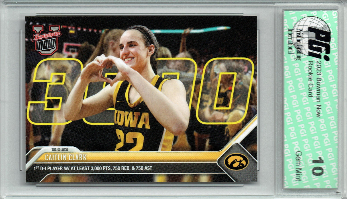 Caitlin Clark 2023 Topps Now #15 Scores 3000th pt Hawkeyes Rookie Card PGI 10