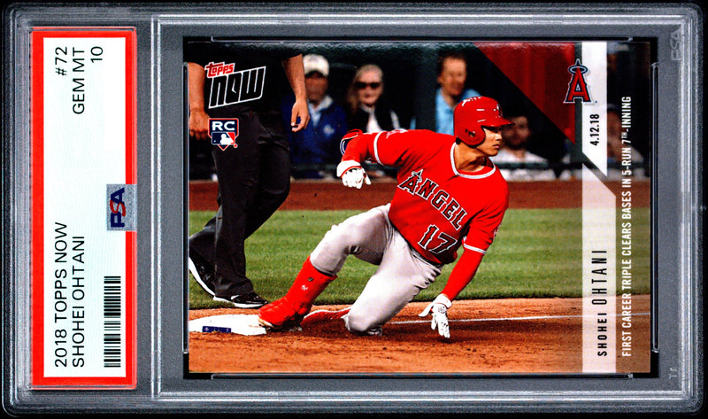 Shohei Ohtani Rookie Card 2018 Topps Now #72 1st Career Triple, PSA 10, Los Angeles Angels Baseball