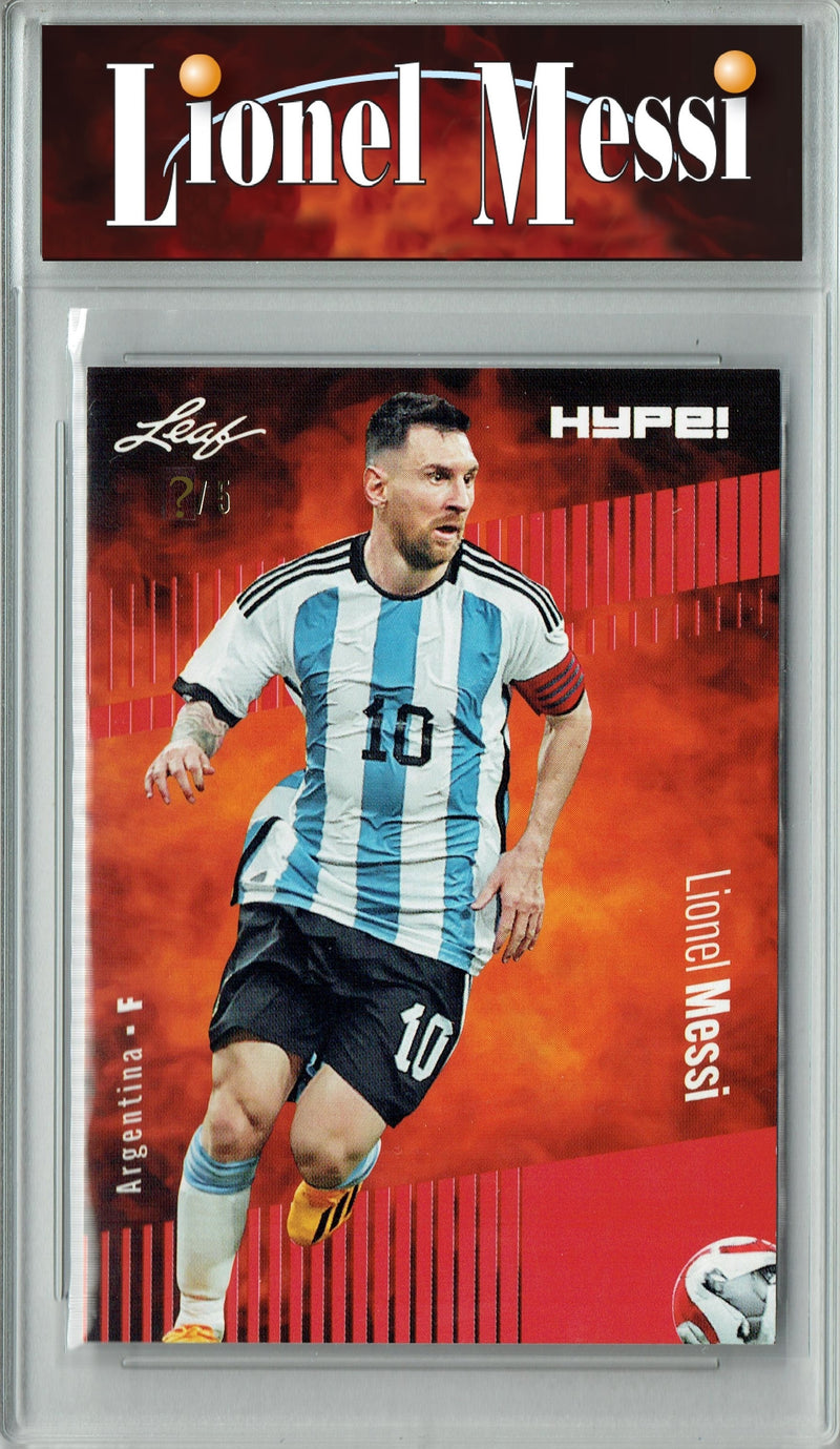 Certified Mint+ Lionel Messi 2023 Leaf HYPE #130 Red SP, Just 5 Made Rare Trading Card Argentina