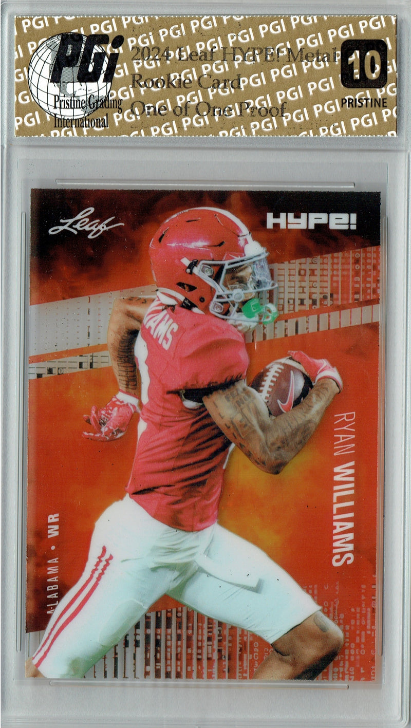 Ryan Williams Rookie Card Alabama PGI 10 Gem Mint Football Trading Card 2024 Leaf HYPE! Metal #HM-15 Matrix 1/1 Proof