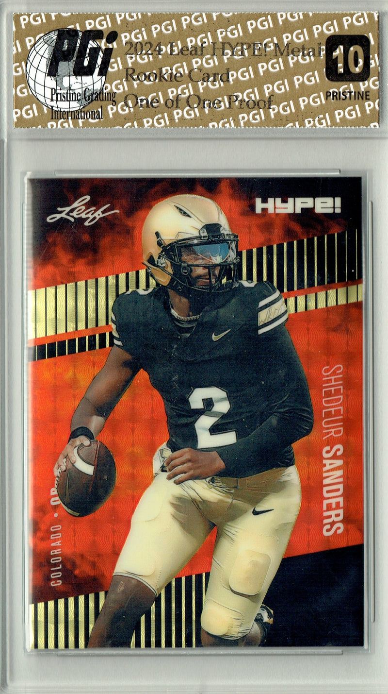 Shedeur Sanders Rookie Card Cleveland PGI 10 Gem Mint Football Trading Card 2024 Leaf HYPE! Metal #HM-16 Black Superfractor Proof 1 of 1