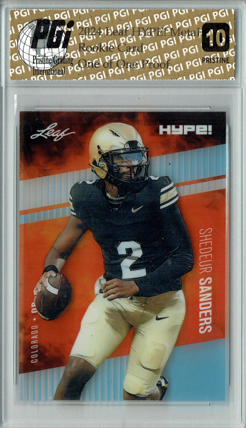 Shedeur Sanders Rookie Card Cleveland PGI 10 Gem Mint Football Trading Card 2024 Leaf HYPE! Metal #HM-16 Platinum 1/1 Proof