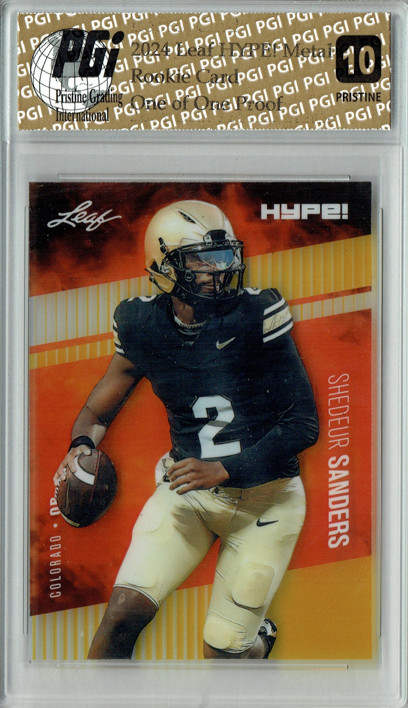 Shedeur Sanders Rookie Card Cleveland PGI 10 Gem Mint Football Trading Card 2024 Leaf HYPE! Metal #HM-16 Gold 1/1 Proof