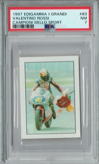 PSA 7 Valentino Rossi 1997 Edigamma I Grandi Campioni DS #83 GOAT Rookie Card