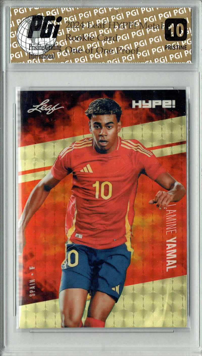 Lamine Yamal 2024 Leaf HYPE! Metal #HM-10 Gold Superfractor Proof 1 of 1 Rookie Card PGI 10