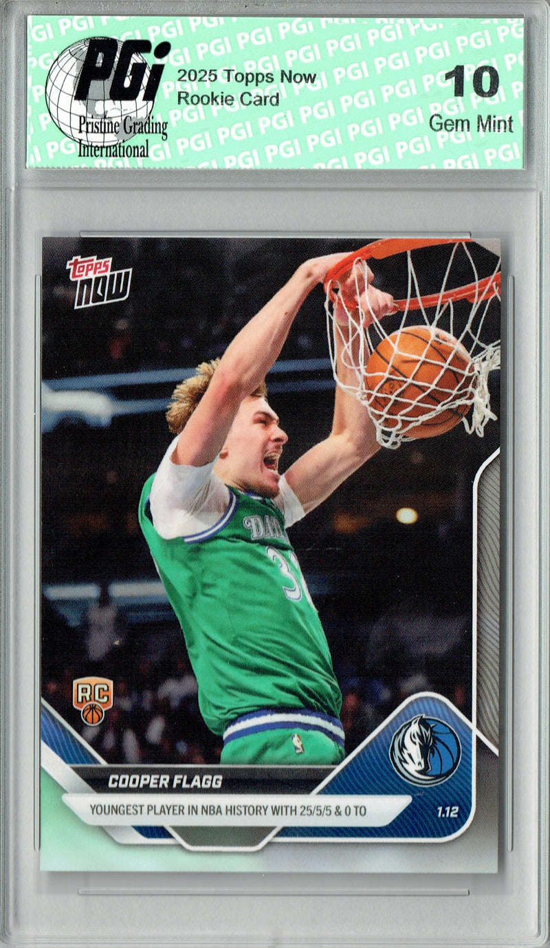 Cooper Flagg 2025 NBA Now Youngest in NBA History Rookie Card PGI 10
