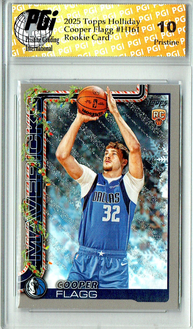 Cooper Flagg Rookie Card 2025 Topps #H161 PRISTINE Holiday Glitter, PGI 10, Dallas Mavericks Basketball