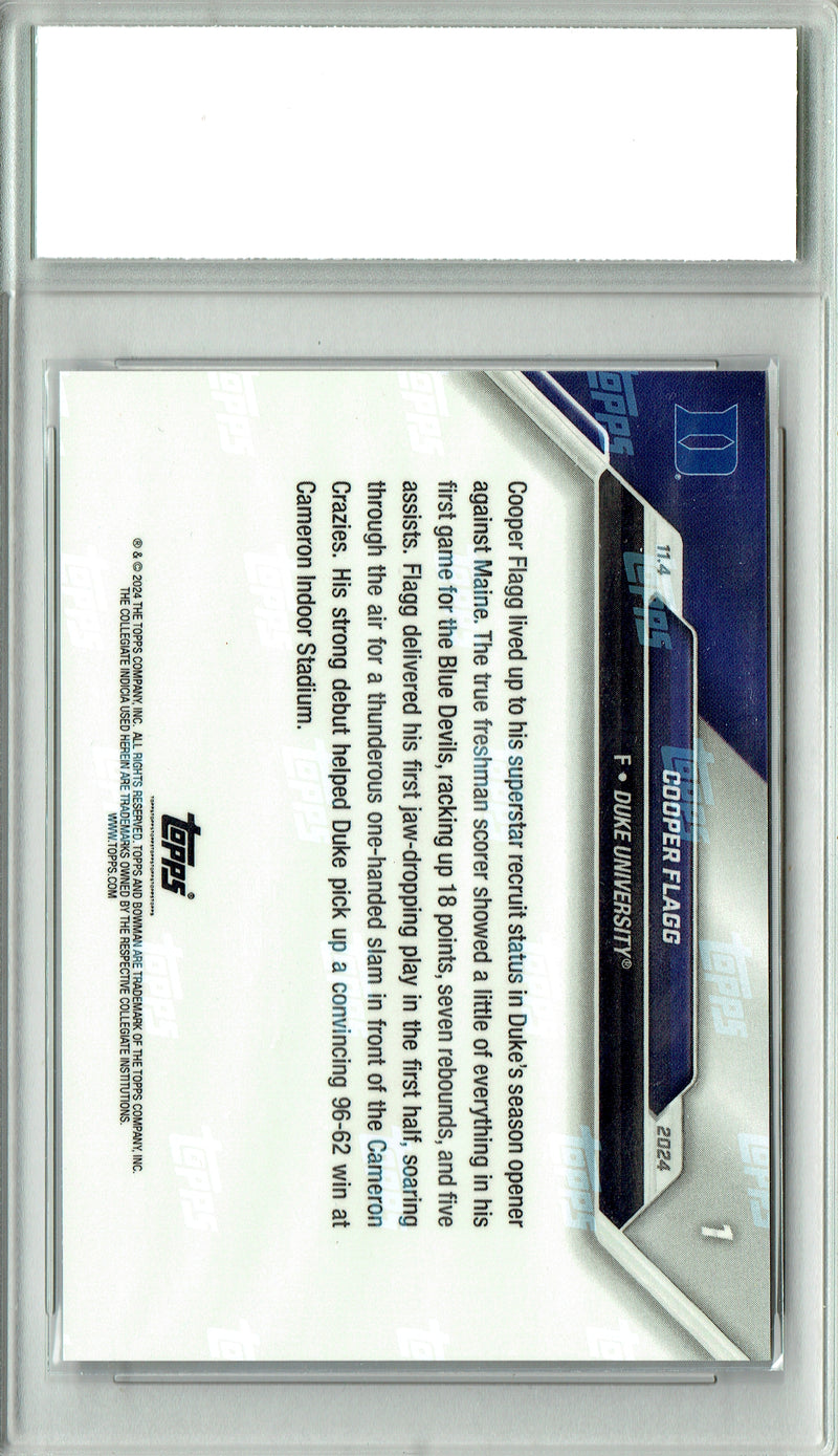 Cooper Flagg Rookie Card 2024 Bowman University Now #1 PRISTINE, PGI 10, Dallas Mavericks Basketball