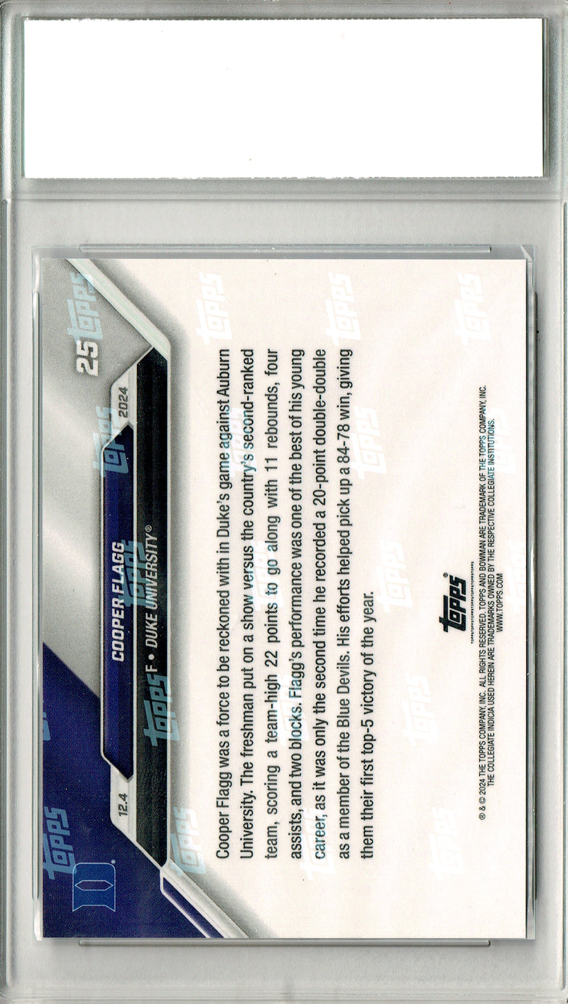 Cooper Flagg Rookie Card 2024 Bowman University Now #25 PRISTINE, PGI 10, Dallas Mavericks Basketball
