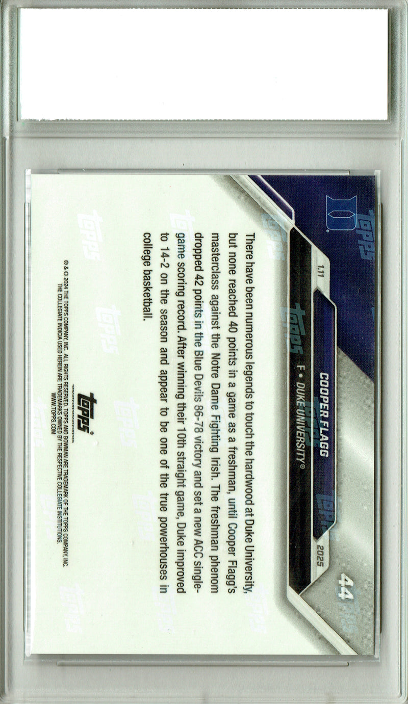 Cooper Flagg Rookie Card 2024 Bowman University Now #44 PRISTINE, PGI 10, Dallas Mavericks Basketball
