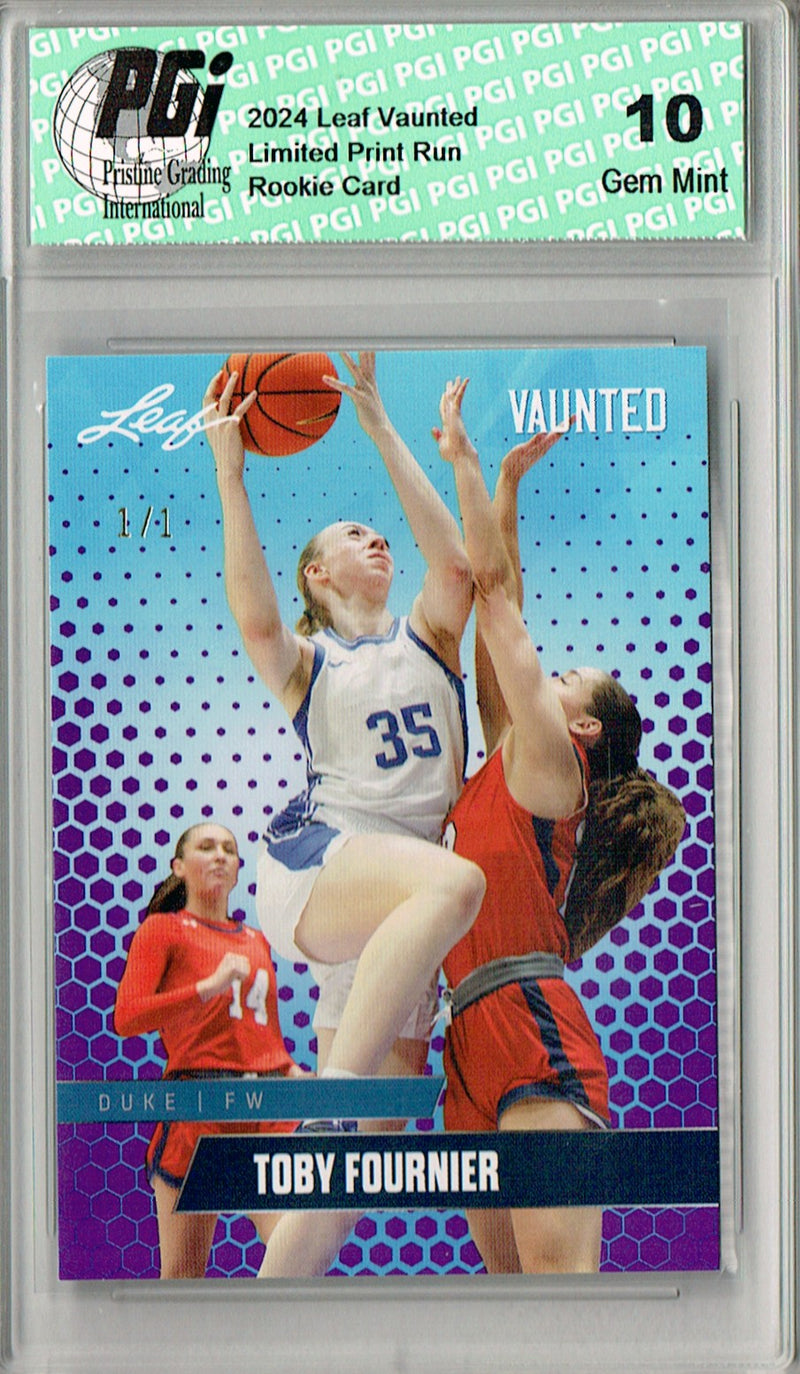 Toby Fournier 2024 Leaf Vaunted #V-18 Purple Blank Back 1/1 Rookie Card PGI 10