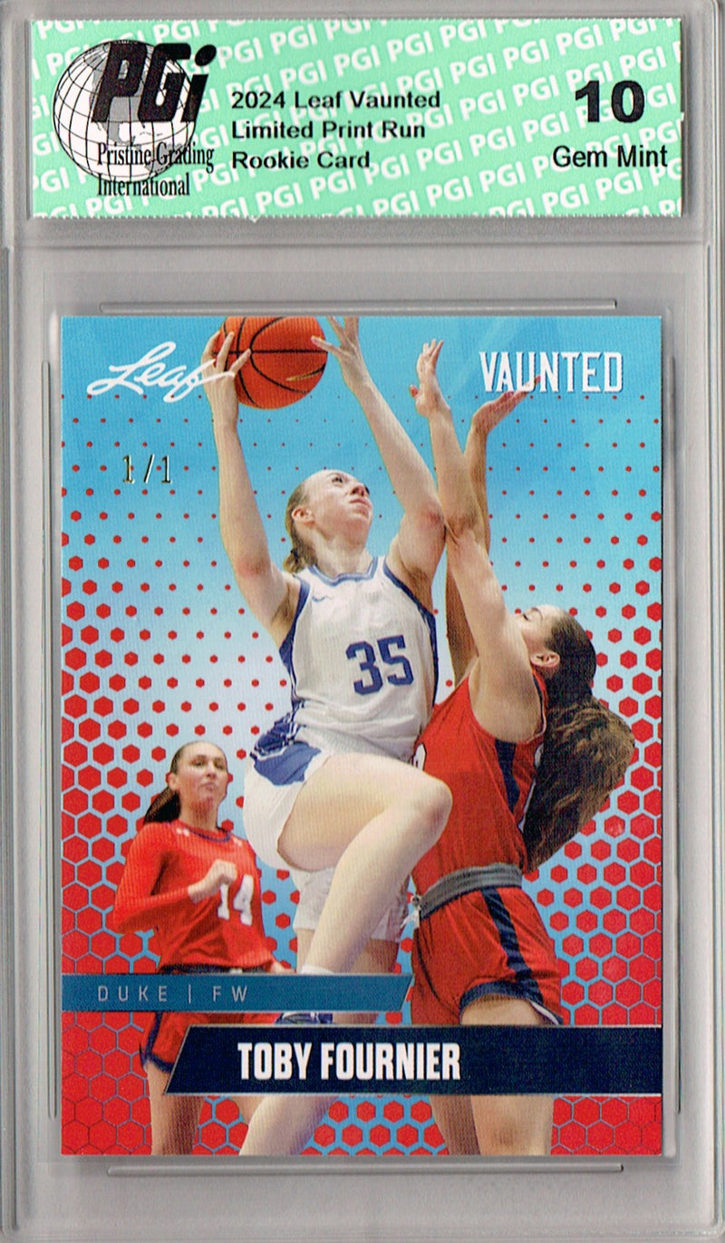 Toby Fournier 2024 Leaf Vaunted #V-18 Red Blank Back 1/1 Rookie Card PGI 10