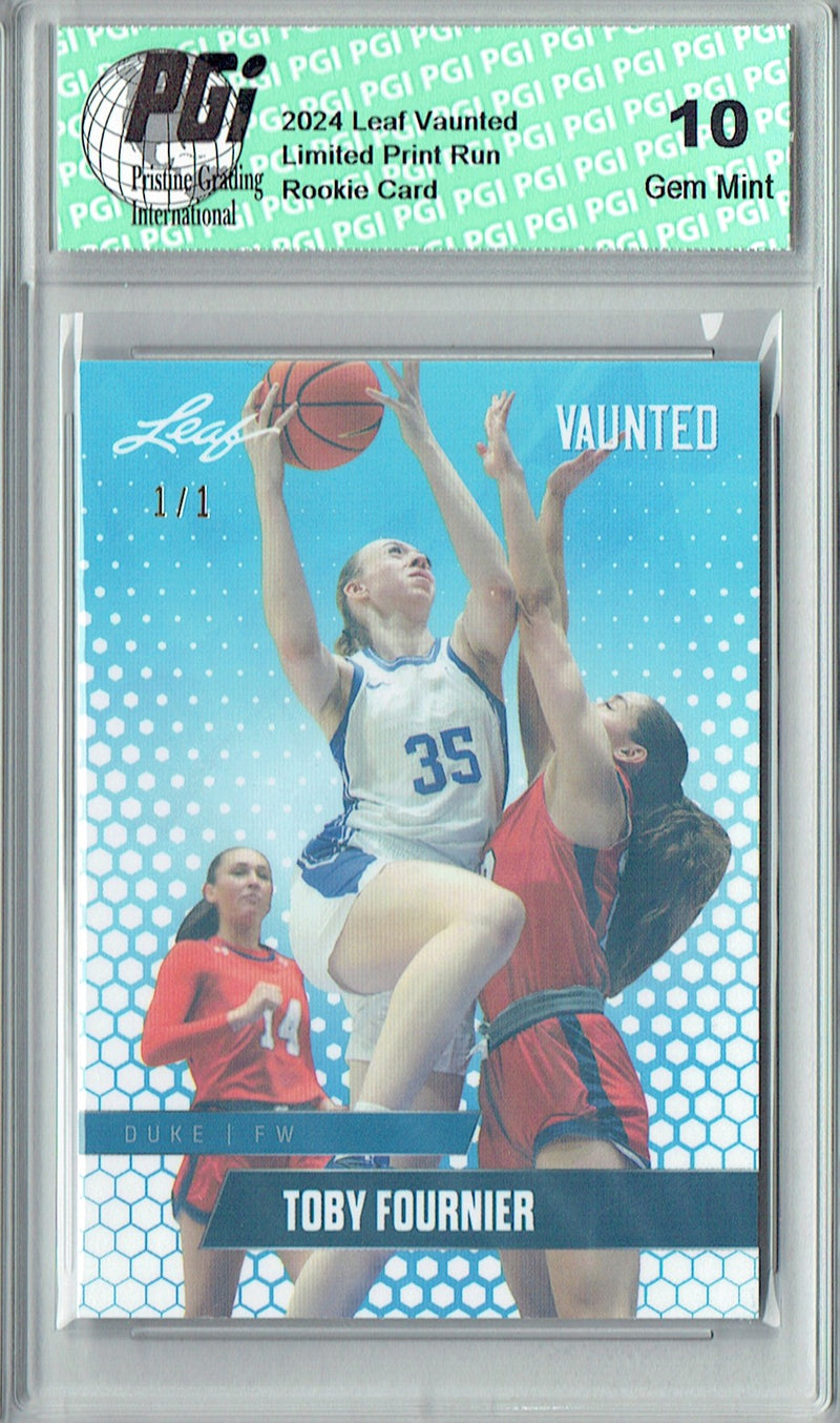 Toby Fournier 2024 Leaf Vaunted #V-18 White Shimmer 1/1 Rookie Card PGI 10