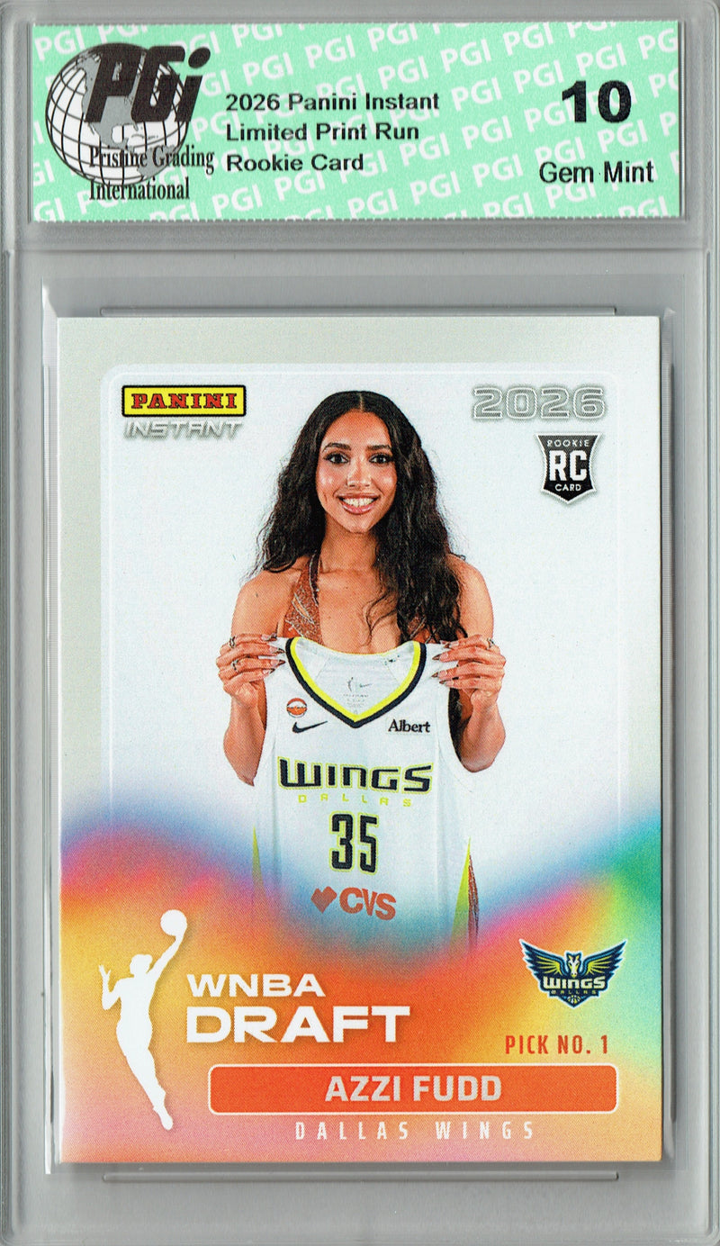 Azzi Fudd Rookie Card Dallas Wings 2026 WNBA Draft Night #DN-1 1 of 9040 PGI 10 Gem Mint Trading Card