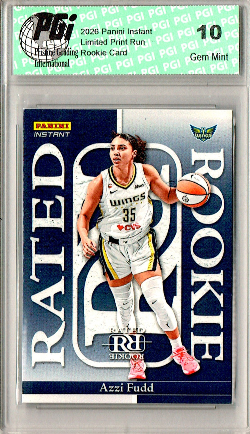 Azzi Fudd Rookie Card 2026 Panini Instant #RRR-2 Rated Rookie, PGI 10, Dallas Wings Basketball