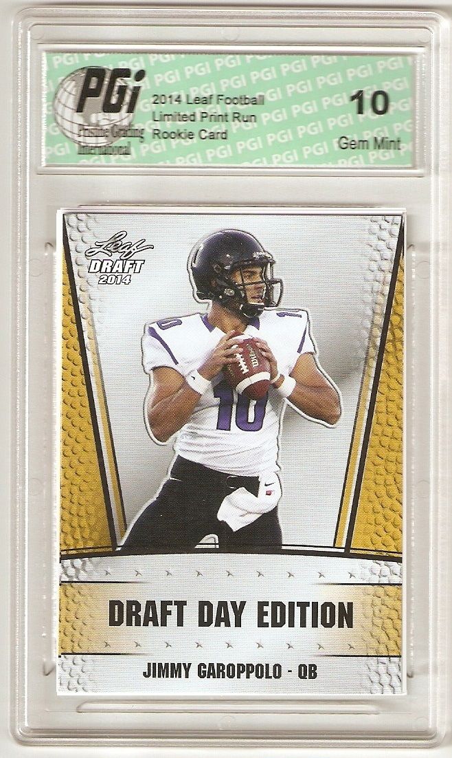Jimmy Garoppolo Rookie Card San Francisco PGI 10 Gem Mint Football Trading Card 2014 Leaf Draft Day Edition Gold #6