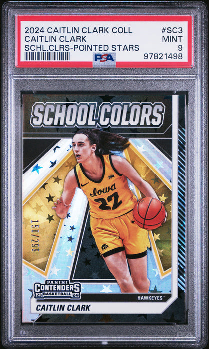 PSA 9 2024 Panini Caitlin Clark Collection Pontd Stars #SC3 #150/299 Rookie Card