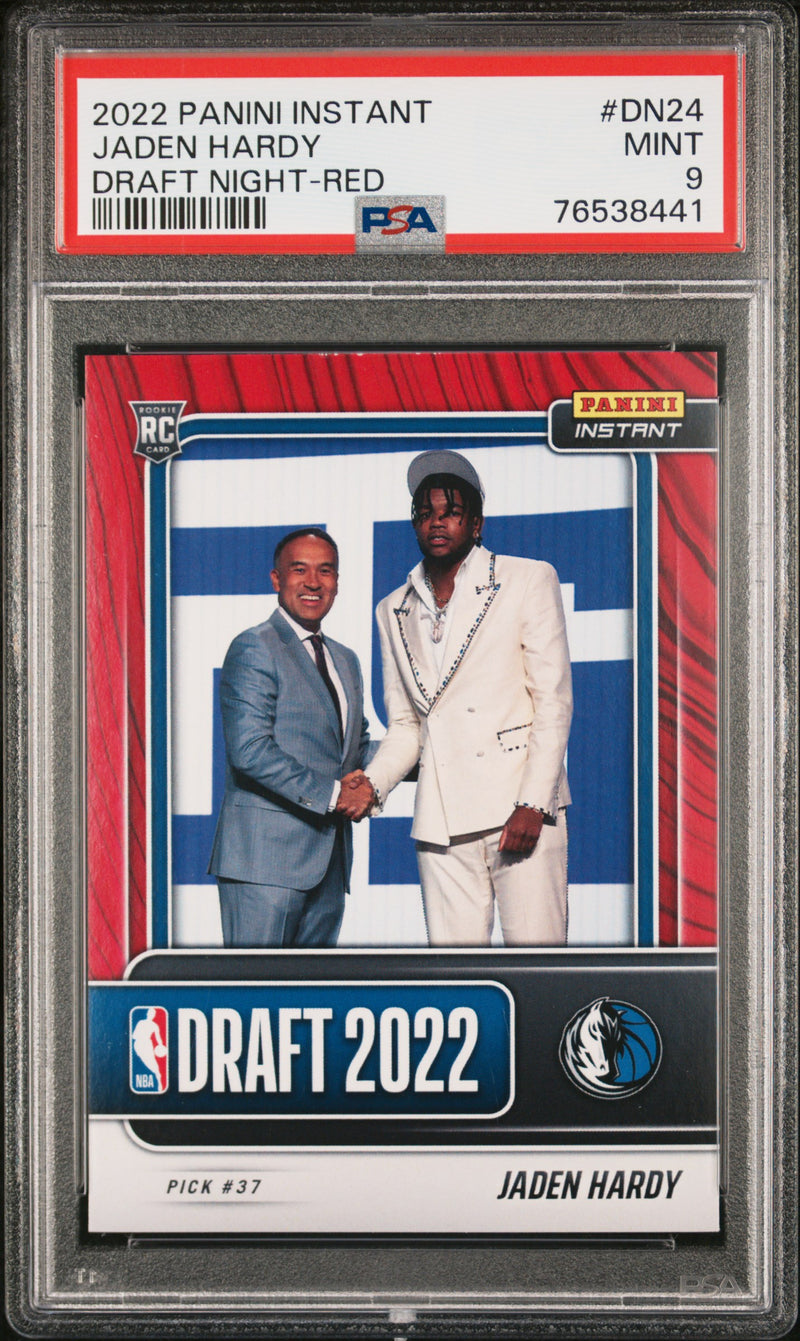 PSA 9 MINT Jaden Hardy 2022 Panini Instant #DN24 Rookie Card Draft Night-Red #11/25