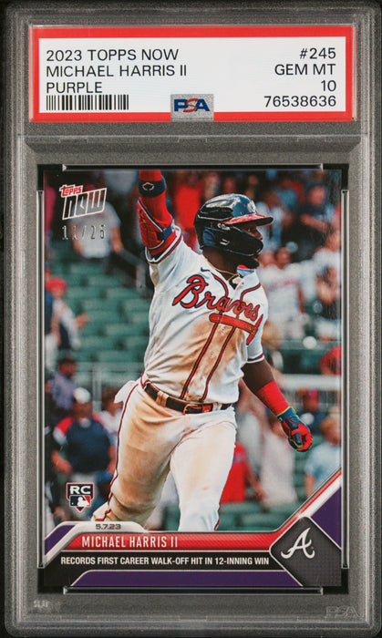 PSA 10 GEM-MT Michael Harris II 2023 Topps Now #245 Rookie Card Purple #11/25